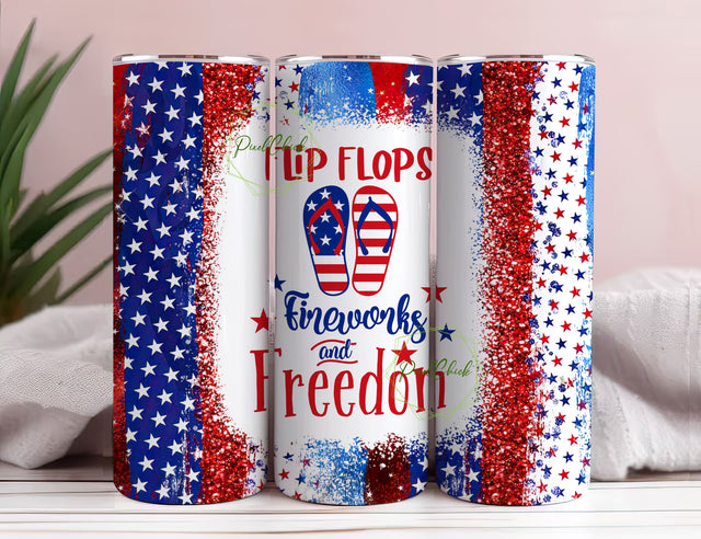 Flip Flops 4th of July Tumbler Wrap, 20 oz 30 oz Skinny Wraps, Instant Download, Sublimation tumblers, png digital download Sublimation PixelChick 