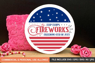 Flip Flops Fireworks Freedom 4th of july Svg SVG designmaster24 