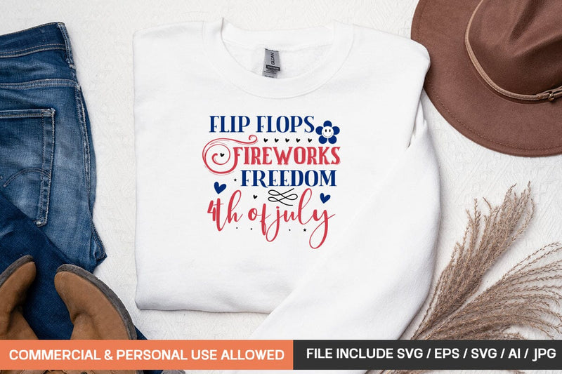 Flip Flops Fireworks Freedom 4th Of July Svg SVG designmaster24 