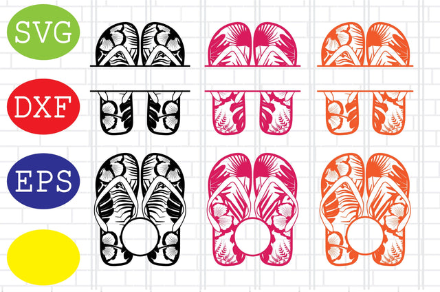 Flip Flops Monogram Frame Svg, Jpg, Eps, Dxf Files SVG DigitalSvgFiles 