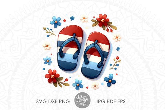 Flip flops PNG, floral nursery art Sublimation Artisan Craft SVG 