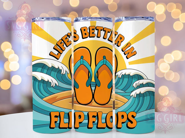Flip Flops Quote 20oz Tumbler, Flip Flops Quote Wrap, Funny Summer Saying, Tropical Sublimation Design, Vintage Summer Vibes, 20oz Tumbler Wrap, Sublimation Design PNG, Summer Gift Sublimation SvggirlplusArt 
