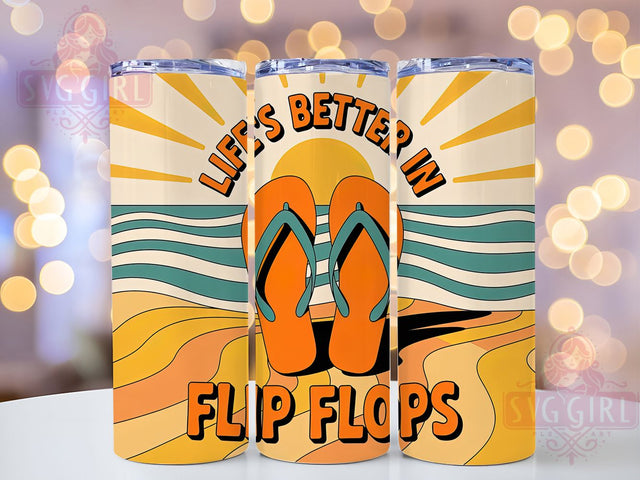 Flip Flops Quote 20oz Tumbler, Flip Flops Quote Wrap, Funny Summer Saying, Tropical Sublimation Design, Vintage Summer Vibes, 20oz Tumbler Wrap, Sublimation Design PNG, Summer Gift Sublimation SvggirlplusArt 