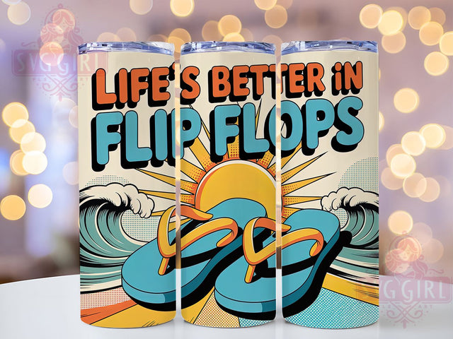 Flip Flops Quote 20oz Tumbler, Flip Flops Quote Wrap, Funny Summer Saying, Tropical Sublimation Design, Vintage Summer Vibes, 20oz Tumbler Wrap, Sublimation Design PNG, Summer Gift Sublimation SvggirlplusArt 