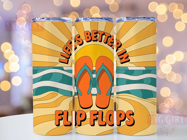 Flip Flops Quote 20oz Tumbler, Flip Flops Quote Wrap, Funny Summer Saying, Tropical Sublimation Design, Vintage Summer Vibes, 20oz Tumbler Wrap, Sublimation Design PNG, Summer Gift Sublimation SvggirlplusArt 