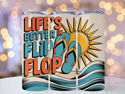 Flip Flops Quote 20oz Tumbler, Flip Flops Quote Wrap, Funny Summer Saying, Tropical Sublimation Design, Vintage Summer Vibes, 20oz Tumbler Wrap, Sublimation Design PNG, Summer Gift Sublimation SvggirlplusArt 