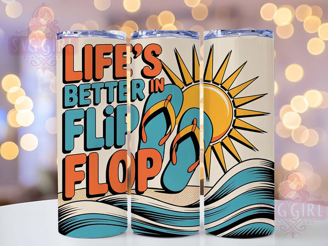 Flip Flops Quote 20oz Tumbler, Flip Flops Quote Wrap, Funny Summer Saying, Tropical Sublimation Design, Vintage Summer Vibes, 20oz Tumbler Wrap, Sublimation Design PNG, Summer Gift Sublimation SvggirlplusArt 