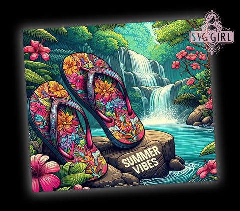 Flip Flops Summer Vibes 20oz Tumbler Wrap Sublimation Design, Straight Tapered Tumbler Wrap, Beach Tumbler Png, Instant Digital Download Sublimation SvggirlplusArt 
