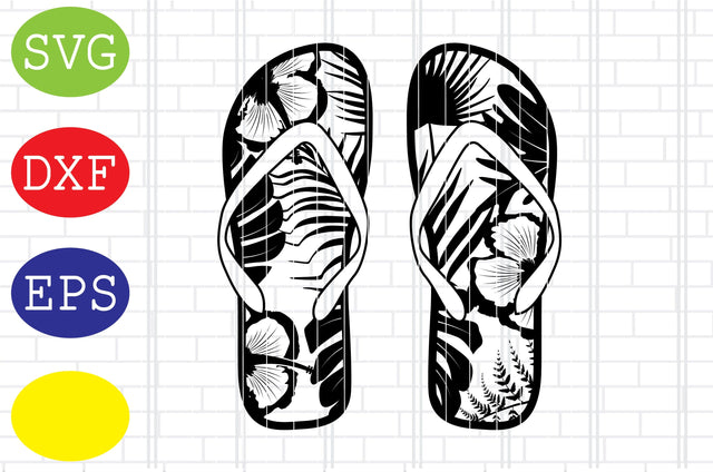 Flip Flops Tropical Svg, Flip Flops silhouette Svg, Jpg, Eps, Dxf Files SVG DigitalSvgFiles 