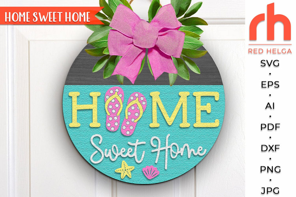 Flip Flops Welcome Door Sign SVG, Summer Hanger Cut File - So Fontsy