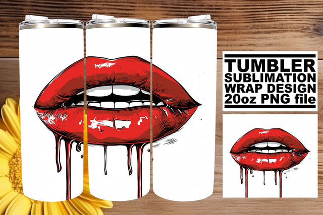 Flirty Lip Print Tumbler Wrap Sublimation afrosvg 