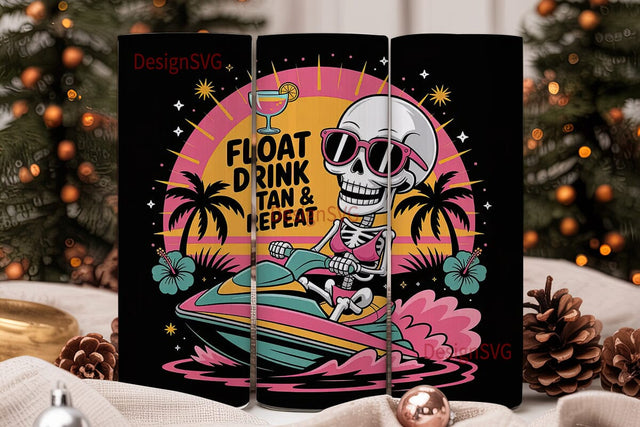 Float Drink Tan Repeat 20oz Tumbler Sublimation DesignSVG 