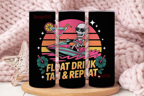 Float Drink Tan Repeat 20oz Tumbler Sublimation DesignSVG 