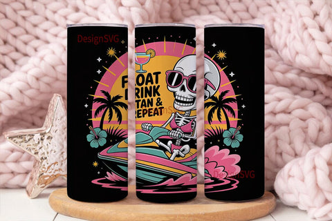 Float Drink Tan Repeat 20oz Tumbler Sublimation DesignSVG 