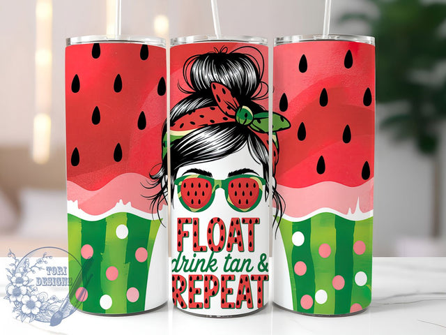 Float Drink Tan Repeat Messy Bun Tumbler, Messy Bun Tumbler Wrap, Summer Vibes PNG, 20oz Sublimation Design, Pool Day Cup, Beach Girl Tumbler, Funny Summer Wrap Sublimation ToriDesigns 