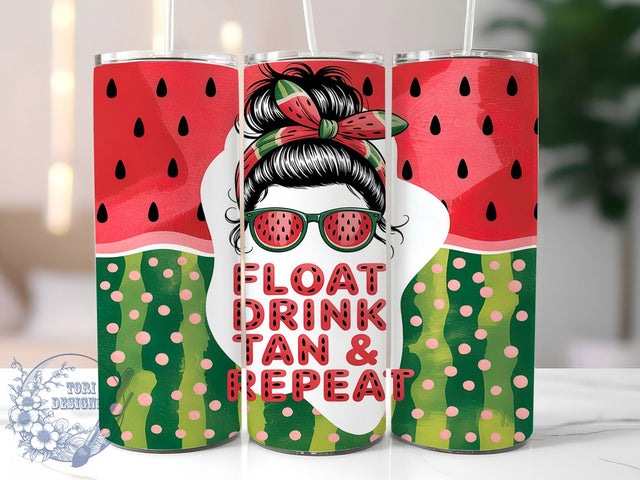Float Drink Tan Repeat Messy Bun Tumbler, Messy Bun Tumbler Wrap, Summer Vibes PNG, 20oz Sublimation Design, Pool Day Cup, Beach Girl Tumbler, Funny Summer Wrap Sublimation ToriDesigns 