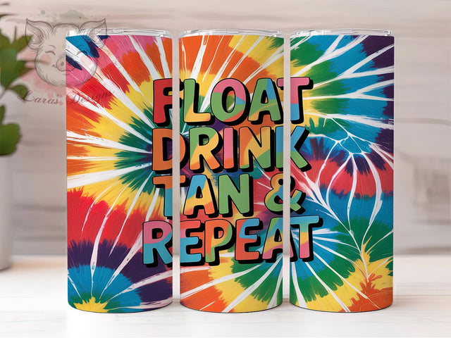Float Drink Tan Repeat Pool Day Tumbler, Float Drink Tan Repeat, Pool Day Tumbler Design, 20oz Skinny Tumbler, Beach Vibes Sublimation, Vacation Tumbler Wrap, Fun in the Sun Tumbler Sublimation Lara' s Designs 