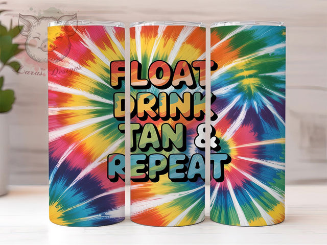 Float Drink Tan Repeat Pool Day Tumbler, Float Drink Tan Repeat, Pool Day Tumbler Design, 20oz Skinny Tumbler, Beach Vibes Sublimation, Vacation Tumbler Wrap, Fun in the Sun Tumbler Sublimation Lara' s Designs 