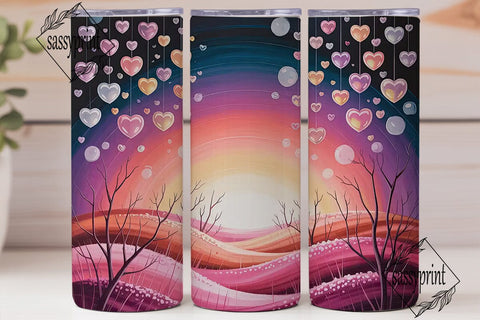 Floating Hearts Winter 20oz Tumbler Wrap Sublimation sassyprint 