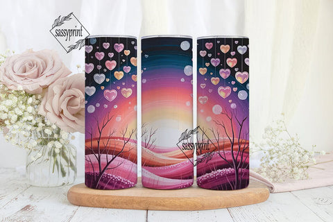 Floating Hearts Winter 20oz Tumbler Wrap Sublimation sassyprint 