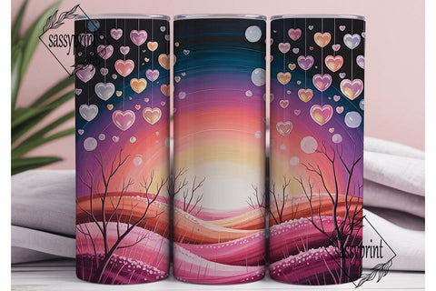 Floating Hearts Winter 20oz Tumbler Wrap Sublimation sassyprint 