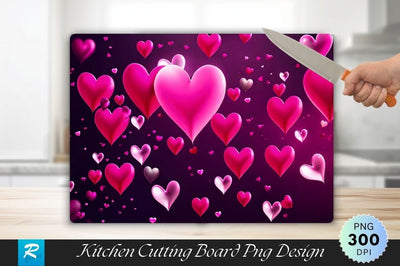 Floating Pink Hearts Love Background Cutting Board Sublimation Regulrcrative 