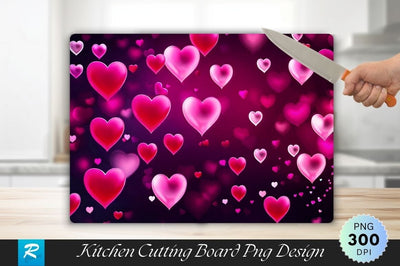 Floating Pink Hearts Love Background Cutting Board Sublimation Regulrcrative 
