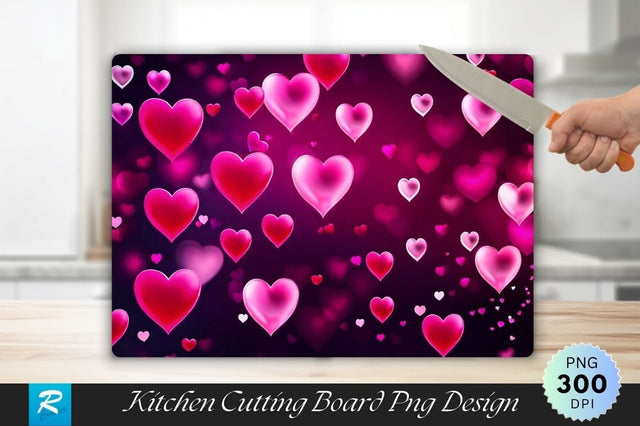 Floating Pink Hearts Love Background Cutting Board Sublimation Regulrcrative 