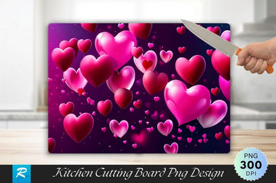 Floating Pink Hearts Love Background Cutting Board Sublimation Regulrcrative 
