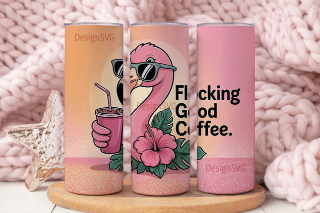 Flocking Good Coffee 20oz Tumbler Wrap Sublimation DesignSVG 
