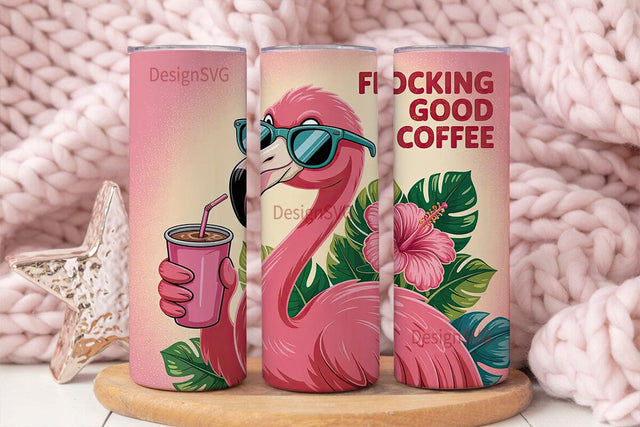 Flocking Good Coffee 20oz Tumbler Wrap Sublimation DesignSVG 
