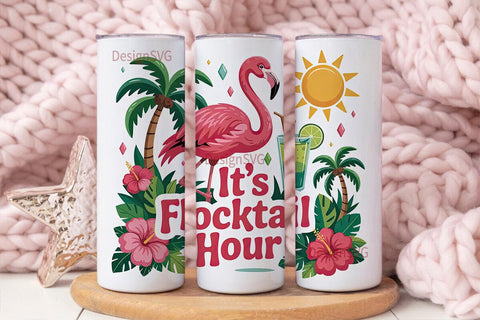 Flocktail Hour 20oz Tumbler Wrap Sublimation DesignSVG 