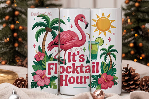 Flocktail Hour 20oz Tumbler Wrap Sublimation DesignSVG 