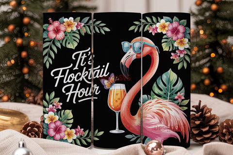 Flocktail Hour 20oz Tumbler Wrap Sublimation DesignSVG 