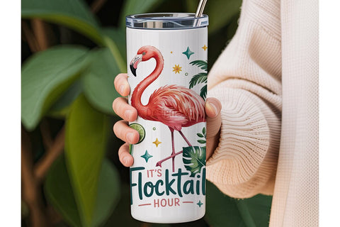 Flocktail Hour 20oz Tumbler Wrap Sublimation DesignSVG 