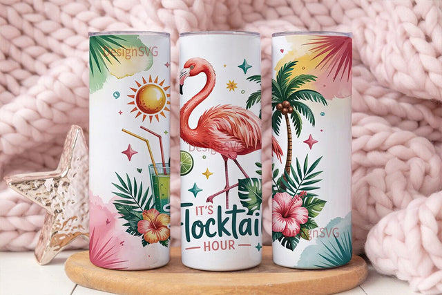Flocktail Hour 20oz Tumbler Wrap Sublimation DesignSVG 