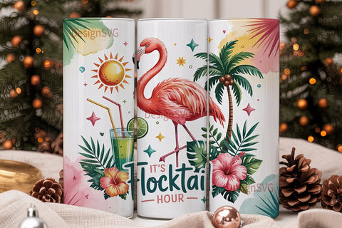 Flocktail Hour 20oz Tumbler Wrap Sublimation DesignSVG 