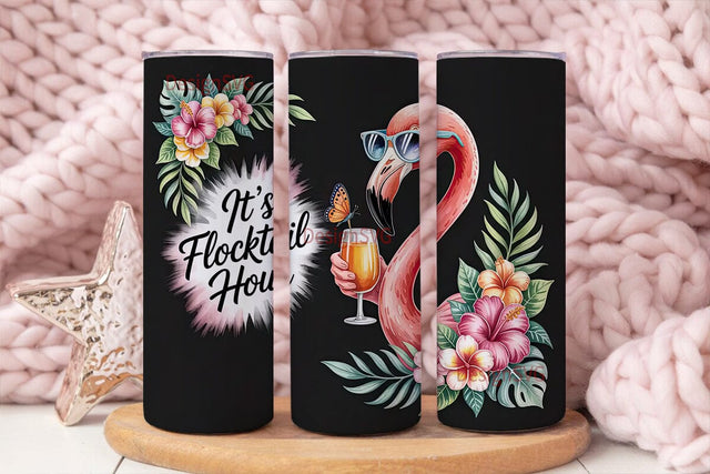 Flocktail Hour 20oz Tumbler Wrap Sublimation DesignSVG 