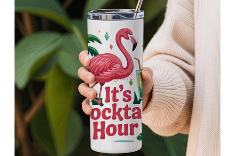 Flocktail Hour 20oz Tumbler Wrap Sublimation DesignSVG 