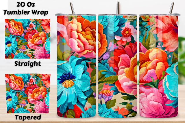 Floral 3D Tumbler Wrap, Seamless PNG Design, Seamless 3D PNG Sublimation FloridPrintables 