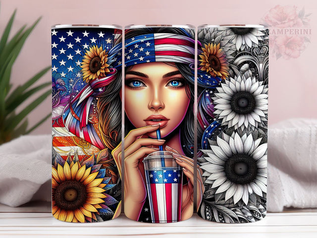Floral 4th of July 20oz Tumbler Wrap PNG, American Flag Patriotic Tumbler Png, Straight & Tapered Tumbler Wrap, Instant Digital Download Sublimation Li Zamperini 
