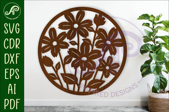 Floral 6 petal flower wall sign, SVG file. SVG APInspireddesigns 