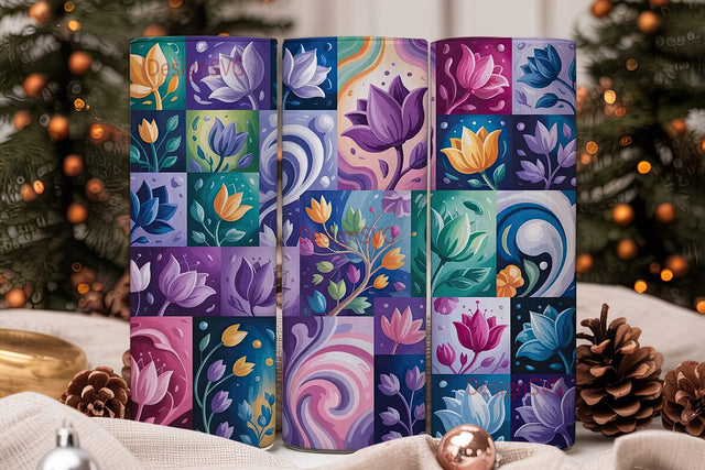 Floral Abstract Dreamy Tumbler Wrap Sublimation DesignSVG 