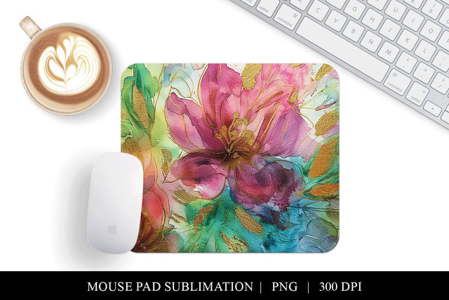 Floral Abstract Watercolor Mousepad Sublimation Design Sublimation BijouBay 