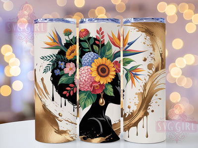 Floral Afro Black Queen Tumbler, Affirmations Art, Floral Afro, 20Oz Tumbler, Sublimation Wrap, Digital Download, Inspirational Gift Sublimation SvggirlplusArt 