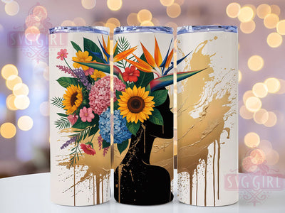 Floral Afro Black Queen Tumbler, Affirmations Art, Floral Afro, 20Oz Tumbler, Sublimation Wrap, Digital Download, Inspirational Gift Sublimation SvggirlplusArt 