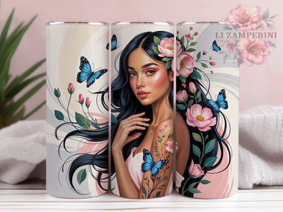 Floral Afrocentric Black Woman Tumbler Wrap, Floral Theme, Afrocentric Style, Empowerment Design, Melanin Pride, Elegant Wrap, Sublimation Design Sublimation Li Zamperini 