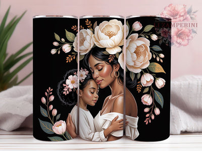 Floral Afrocentric Mother Daughter Tumbler Wrap, Floral Artistic, Family Love, Empowerment Theme, Afrocentric Style, Elegant Wrap, Sublimation Design Sublimation Li Zamperini 