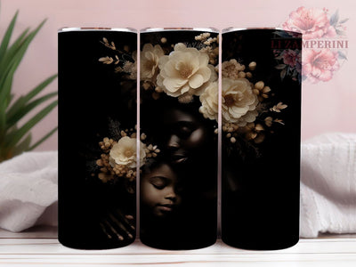 Floral Afrocentric Mother Daughter Tumbler Wrap, Floral Artistic, Family Love, Empowerment Theme, Afrocentric Style, Elegant Wrap, Sublimation Design Sublimation Li Zamperini 