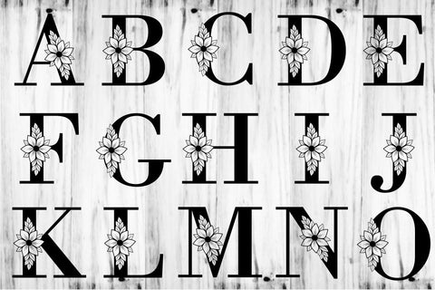 Floral alphabet Monograms SVG Set A-Z, Flower Monogram Letter SVG Files Design, Wedding Font SVG Designs, SVG D2PUTRI Designs 